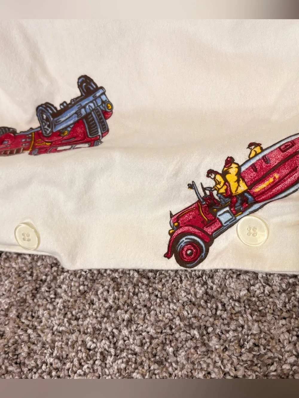Firetruck Duvet Twin Pottery Barn Kids Cream Cotton